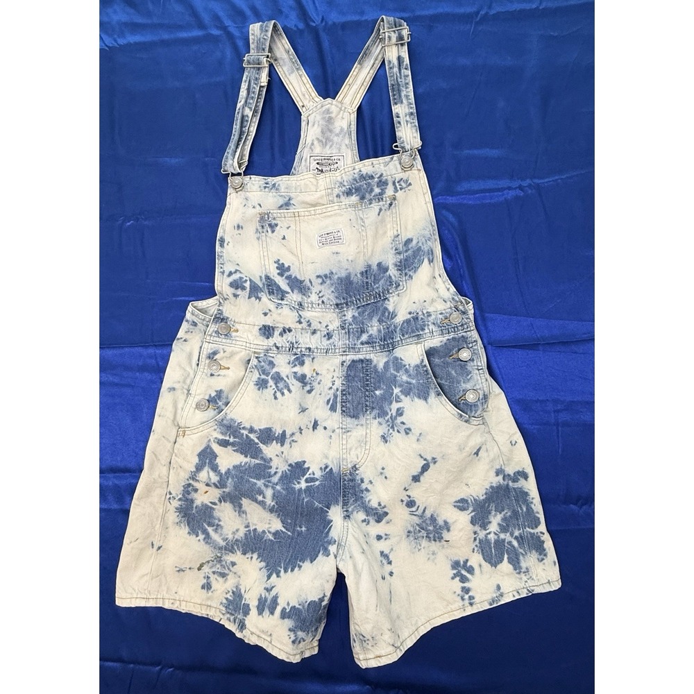 Women's Medium Levi Strauss & Co. Denim Overalls  Shorts Tie Dye Two Horse Brand
